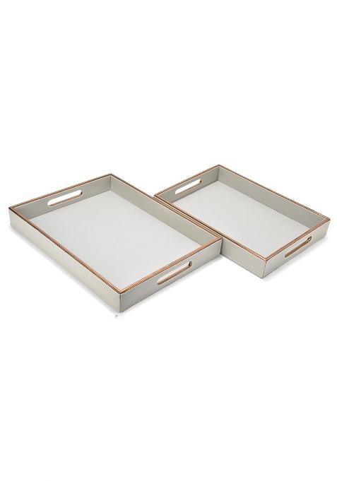 Azyeea Rectangular Faux Leather Serving Tray Set for Dining Table Decoration Parties Storage Utensils