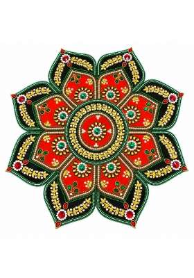 Rangoli Arts Ethnic Acrylic Designer Festival Rangoli Flower Shape Handcrafted Decorative Diwali Rangoli