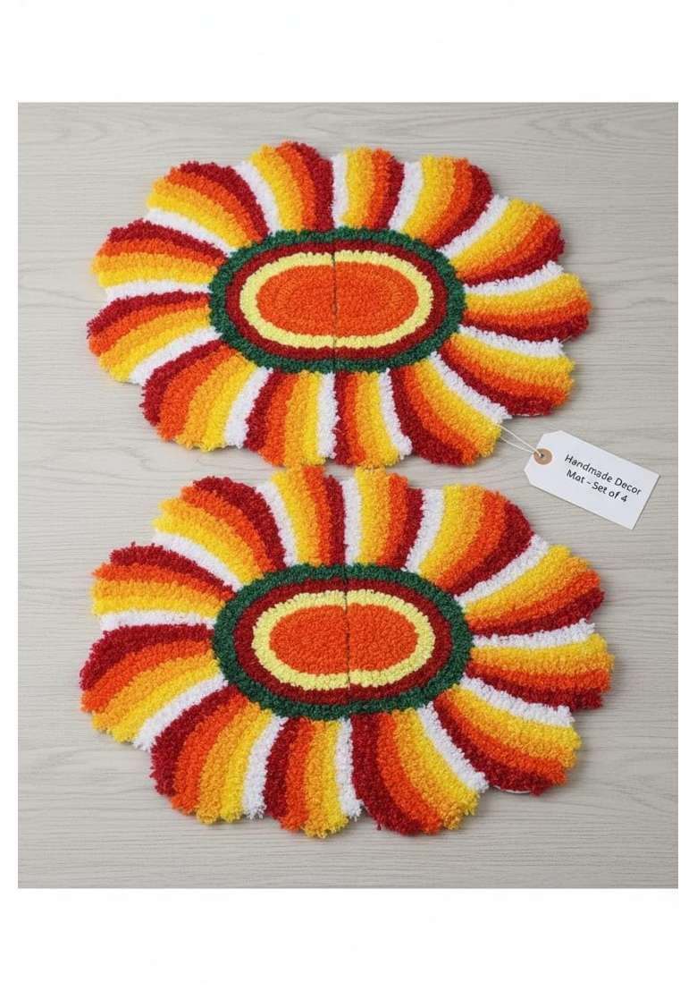 Gurukrupa Shoppy Multicolour Rangoli Floor Decoration Mat Haldi and Mehndi Ceremony Pooja and Festivals - Indya