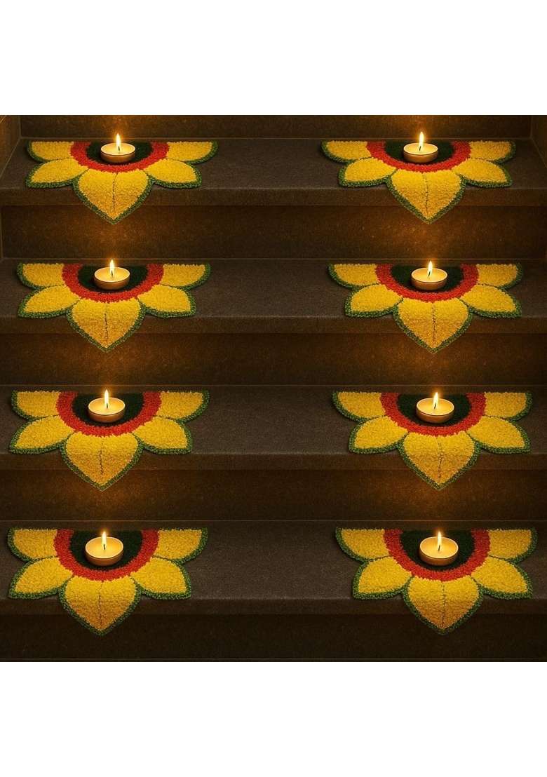 Gurukrupa Shoppy Yellow Rangoli Floor Decoration Mat Haldi and Mehndi Ceremony Pooja and Festivals - Indya