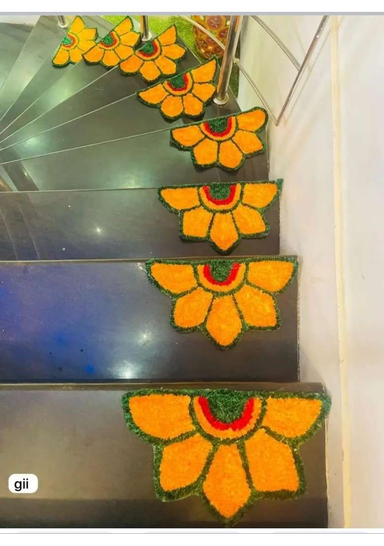 Gurukrupa Shoppy Artificial Flower Wedding Haldi Platter Decoration Petal Rangoli Mat Traditional Pack of 6 - Indya