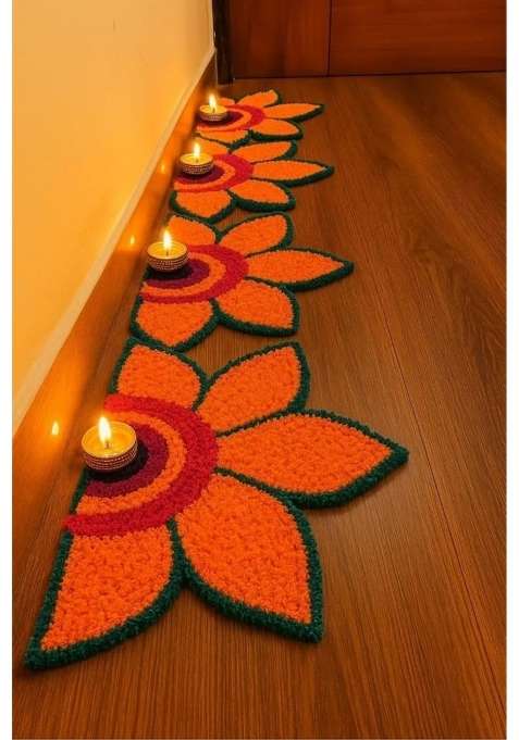 Gurukrupa Shoppy Artificial Flower Wedding Haldi Platter Decoration Petal Rangoli Mat Traditional Pack of 6