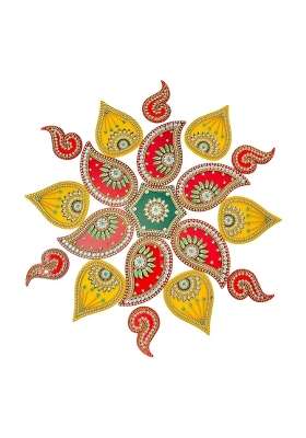 Kriwin Red Xlarge Size Acrylic Rangoli for Home Festival Decoration 19 Pcs Set Reusable