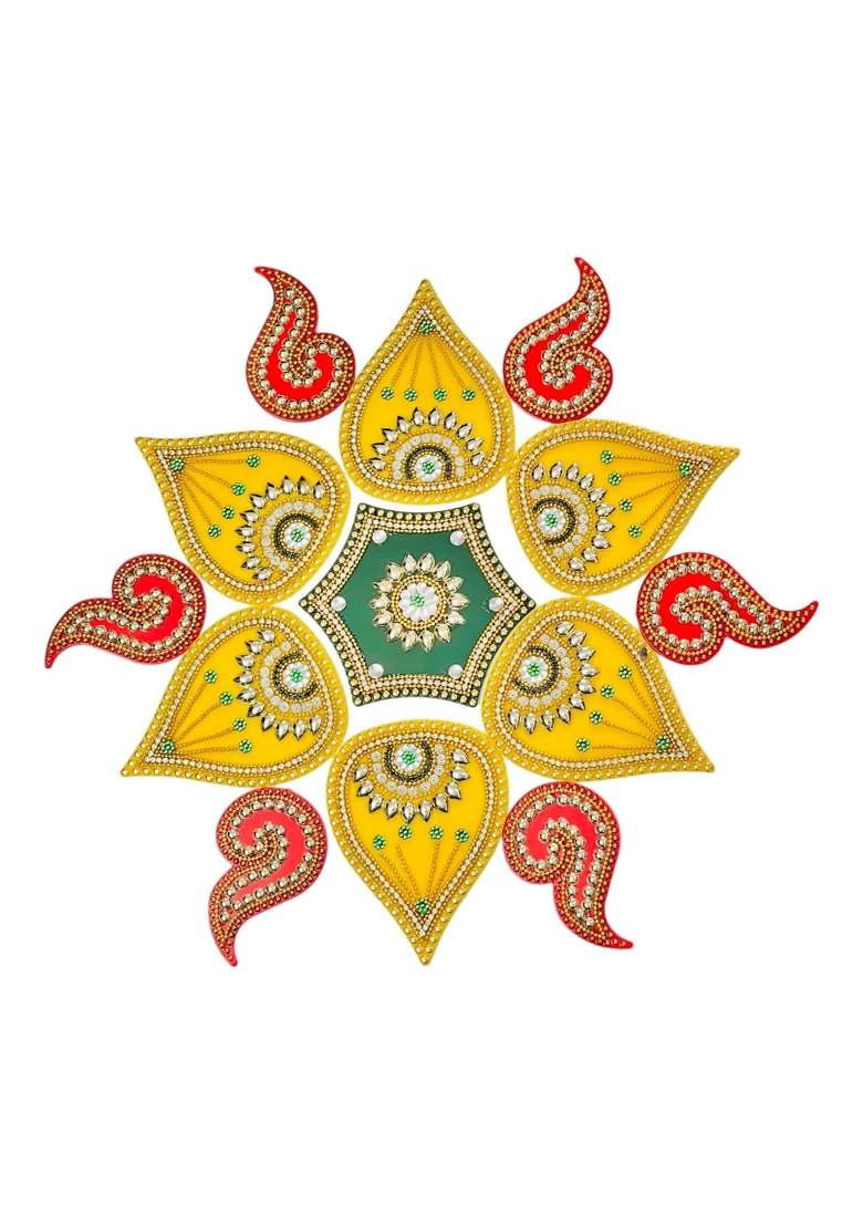 Kriwin Red Xlarge Size Acrylic Rangoli for Home Festival Decoration 19 Pcs Set Reusable - Indya