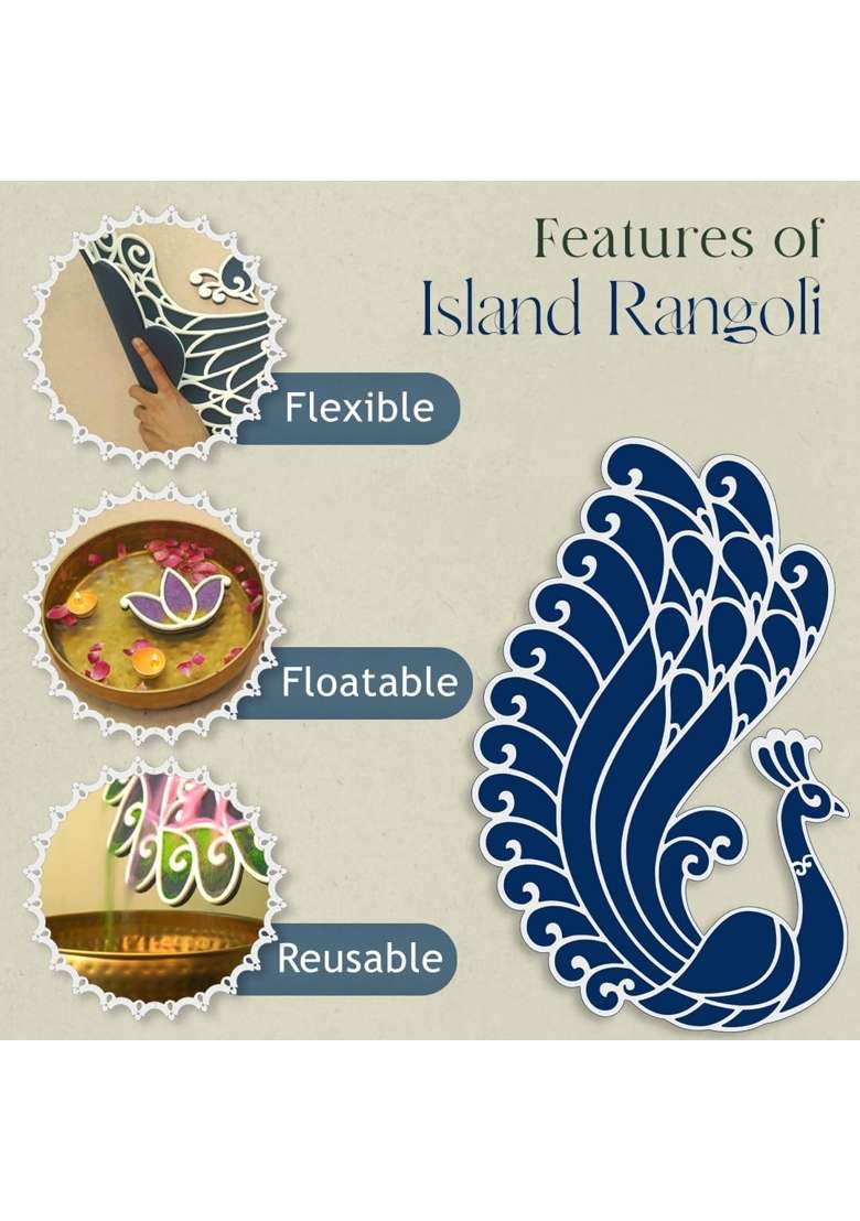 Multicolour Swarn Rangoli Design Mayur Collection From Island Rangoli Peacock Rangoli Template for Home Decor - Indya