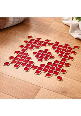 Satyam Kraft Red 1 Pcs Handmade MDF Kolam Rangoli for Home Decoration Item