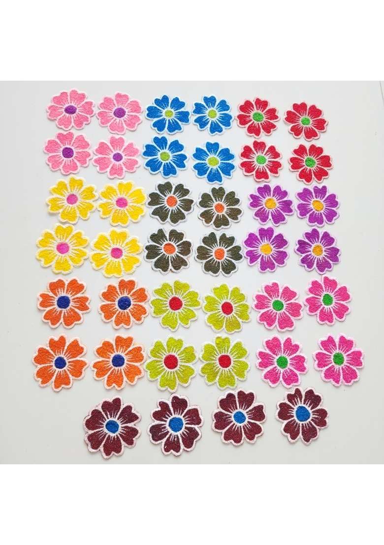 Prem Creations Multicolor Rangoli Flowers Set 10 Colors 40 Pieces Reusable Handmade Rangoli Flower Patches - Indya