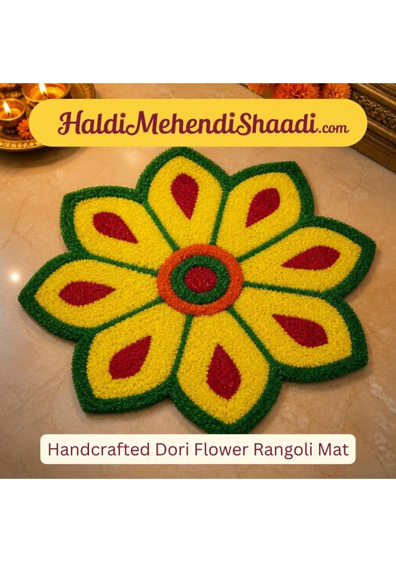 Haldi Mehendi Shaadi Readymade Rangoli Mat 58 Point 42CM for Diwali Decoration - Indya