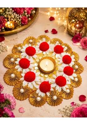 Nestaariya Handmade Decorative Rangoli Flower Pattern Diwali Decoration Items for Home Decor Set of 2