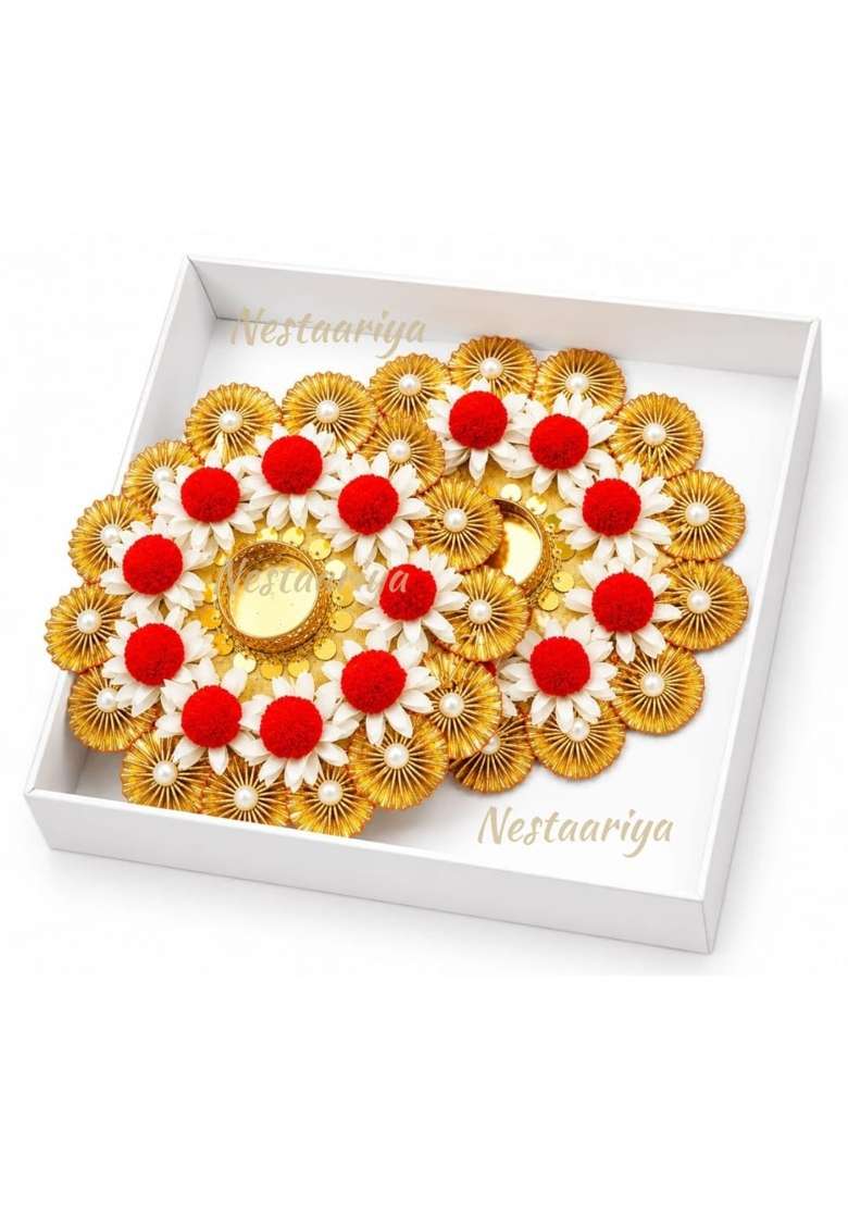 Nestaariya Handmade Decorative Rangoli Flower Pattern Diwali Decoration Items for Home Decor Set of 2 - Indya