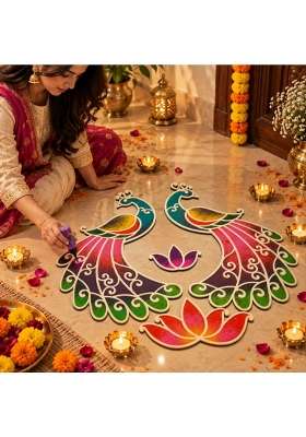 Multicolour Varn Mayur Rangoli Design Mayur Collection From Island Rangoli