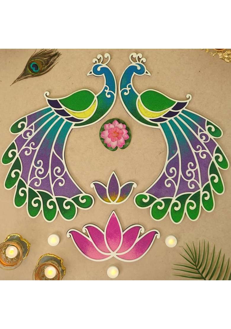 Multicolour Varn Mayur Rangoli Design Mayur Collection From Island Rangoli - Indya