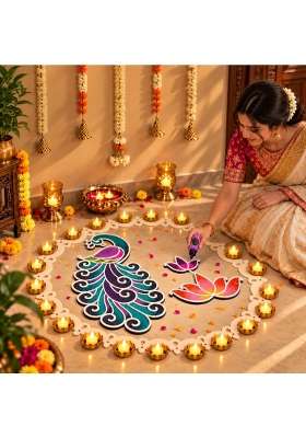 Multicolour Amber Rangoli Design Mayur Collection From Island Rangoli Peacock Rangoli Template for Home Decor