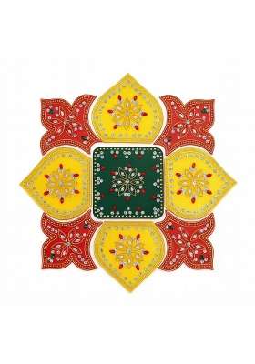 Vrindavanstore Diwali Special Detachable Rangoli Decorative Floor Art with Stones and Beads