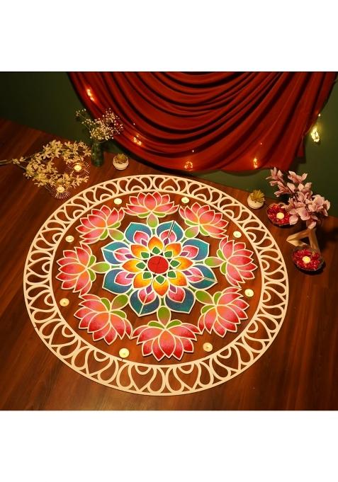 Decodesk Island Rangoli Nity Design 46 Crochet Series Rangoli Mat Modern Rangoli for Home Decor 46 Inches