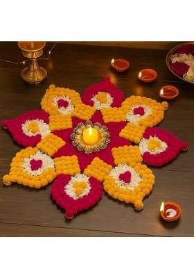 Satyam Kraft 1 Pcs Handmade Rajwadi Rangoli Artificial Flower Mat for Home Decoration Item