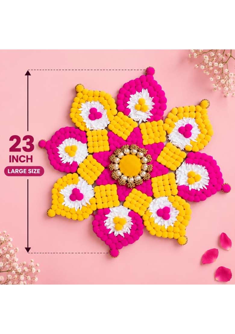 Satyam Kraft 1 Pcs Handmade Rajwadi Rangoli Artificial Flower Mat for Home Decoration Item - Indya