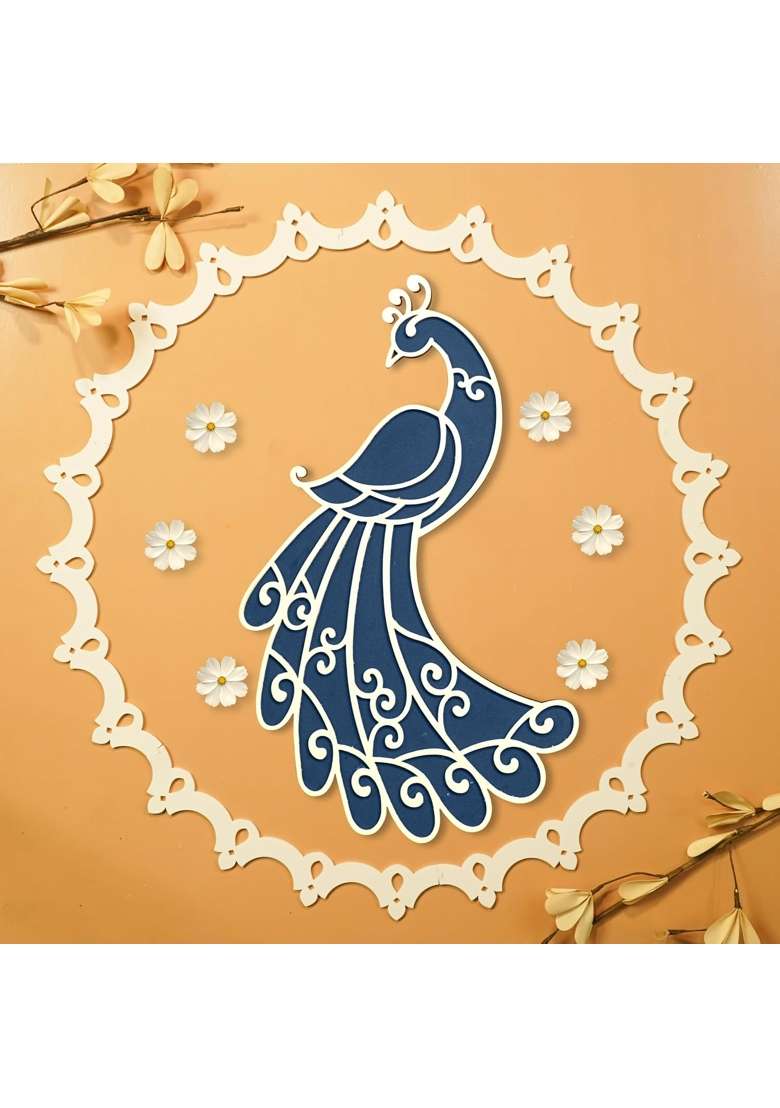 Multicolour Varn Rangoli Design Mayur Collection From Island Rangoli Peacock Rangoli Template for Home Decor - Indya