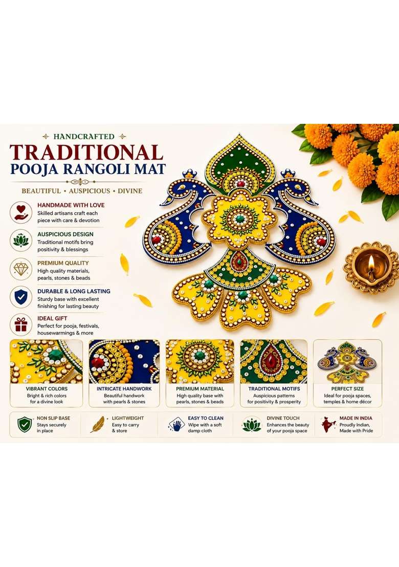 Rangoli Arts Ethnic Acrylic Designer Festival Rangoli Set of 1 - Indya