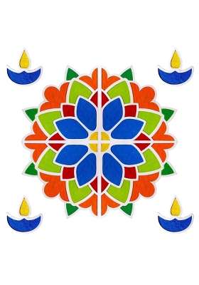 Solobolo DIY Rangoli Mats for Pooja Decoration 4 Pieces MDF 18 Inches Lotus Flower Rangoli Stencils for Door