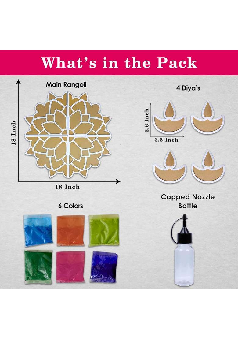 Solobolo DIY Rangoli Mats for Pooja Decoration 4 Pieces MDF 18 Inches Lotus Flower Rangoli Stencils for Door - Indya