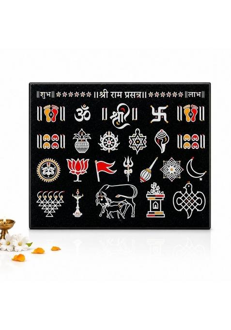 Chitrashila Grey Chaitrangan Rangoli on Granite Tiles with Shri Ram Prasanna 12X9 Inch