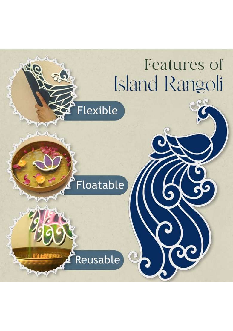 Multicolour Kundan Rangoli Design Mayur Collection From Island Rangoli - Indya