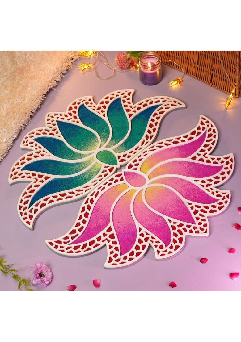 Island Lakshmi Design Rangoli 22 Inches for Diwali Decor Set of 2 - Indya