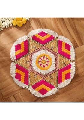 Anishop Handcrafted Gota Pati Work Decorative Rangoli Mat Ready to Use Rangoli Mat for Diwali Navratre