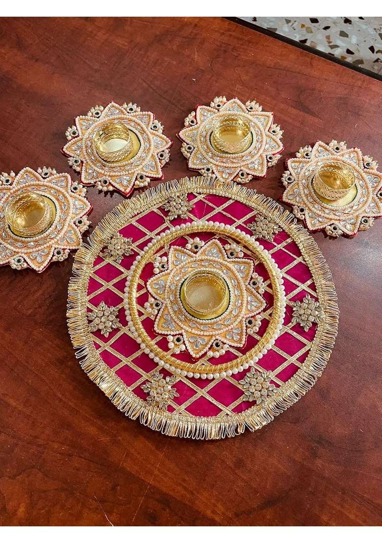Kiddos Castle Multicolour Rangoli Handcrafted Decorative Rangoli Mat for Floor Decoration with Gota Patti - Indya