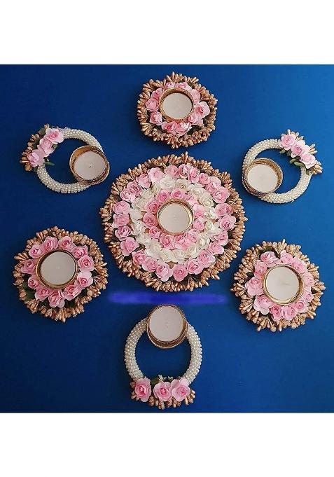 Urban Turtle Handmade Themed Decorative Rangoli Set Tealight Holders Perfect for Diwali Weddings
