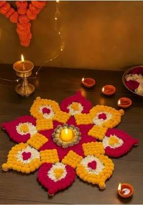 Sanvatsar Traditional Diwali Rangoli Set with Brass Diya Stand