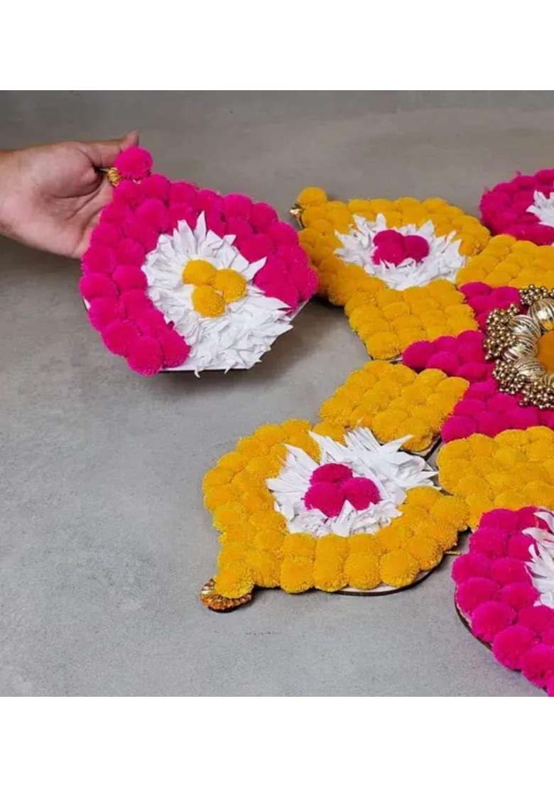 Sanvatsar Traditional Diwali Rangoli Set with Brass Diya Stand - Indya