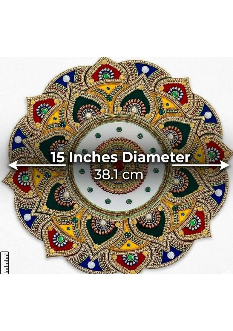 Multicolour Round Acrylic Rangoli 15 Inch for Home Decoration - Indya