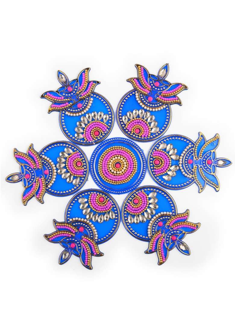 Tarini Gallery Acrylic Handcrafted Designer Colorful Rangoli for Home Floor Interior Decor Decoration - Indya