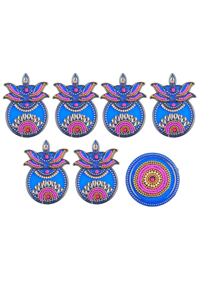 Tarini Gallery Acrylic Handcrafted Designer Colorful Rangoli for Home Floor Interior Decor Decoration - Indya