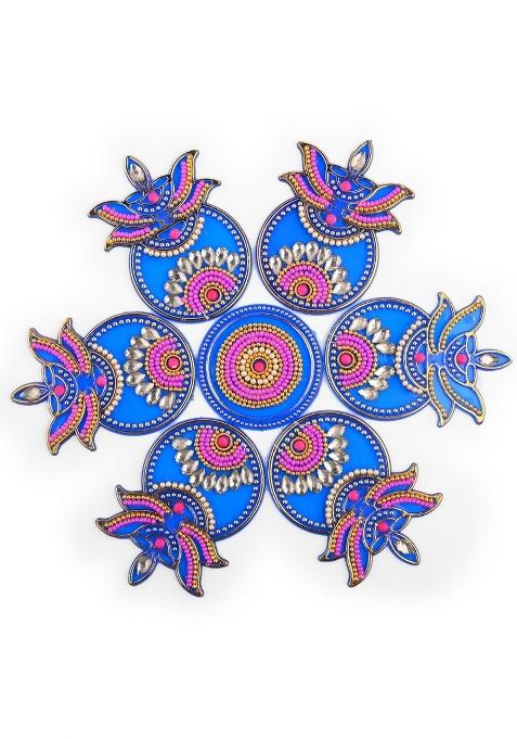 Tarini Gallery Acrylic Handcrafted Designer Colorful Rangoli for Home Floor Interior Decor Decoration