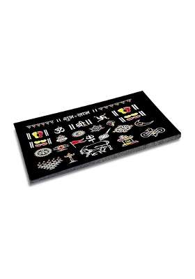 Chaitrangan Art Handcrafted Granite Rangoli 10x12 Featuring Shubh Labh Kamdhenu Cow Padma Tulsi