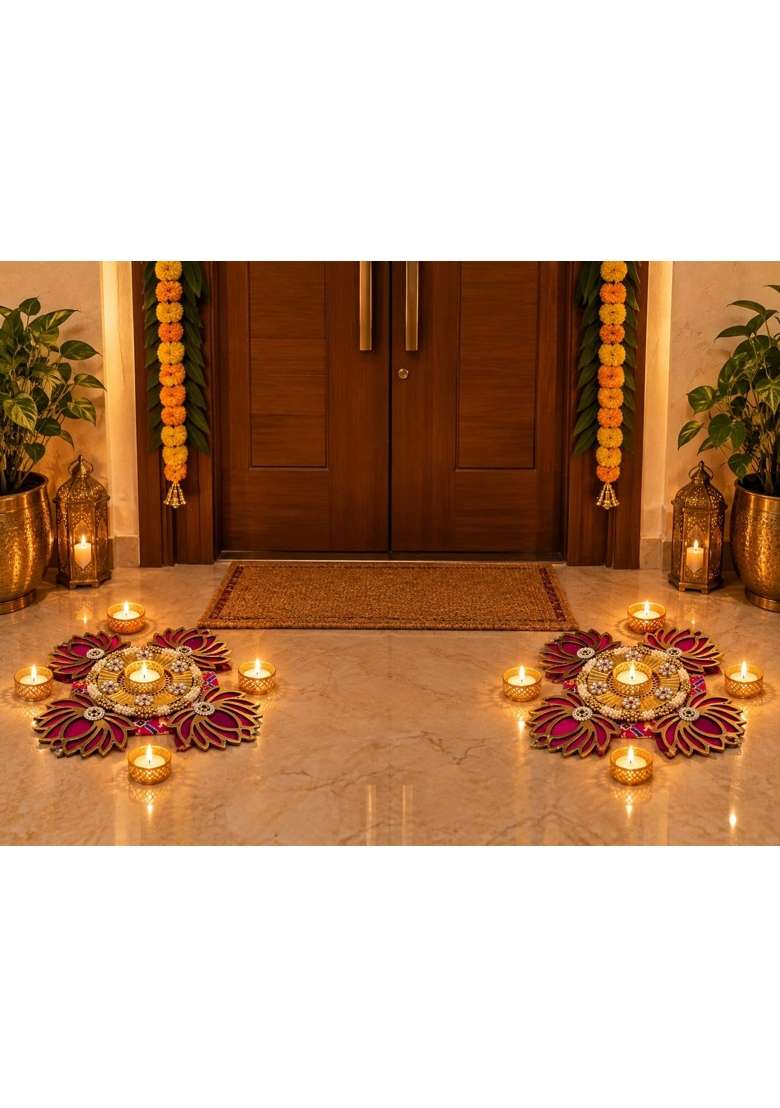 Mahikraaft Multicolour Diwali Rangoli Home Decor Ready to Use Auspicious Festive Rangoli Decoration - Indya
