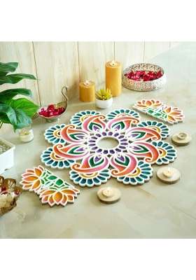 Island Rangoli Mukund Design 22 Crochet Series Rangoli Mat Modern Rangoli for Home Decor 22 Inches
