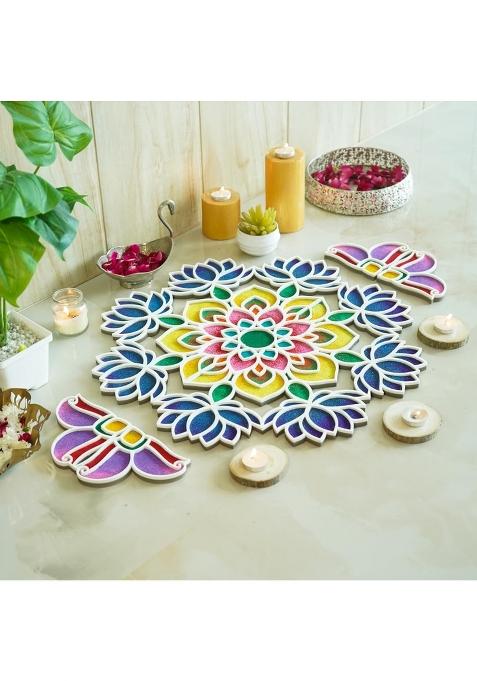 Decodesk Island Rangoli Nity Design 22 Crochet Series Rangoli Mat Modern Rangoli Template for Home Decor