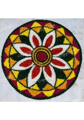 Multicolour Readymade Rangoli Mat 2Ft X 2Ft Front Wool Felt Back Canvas and Non Woven Fabric