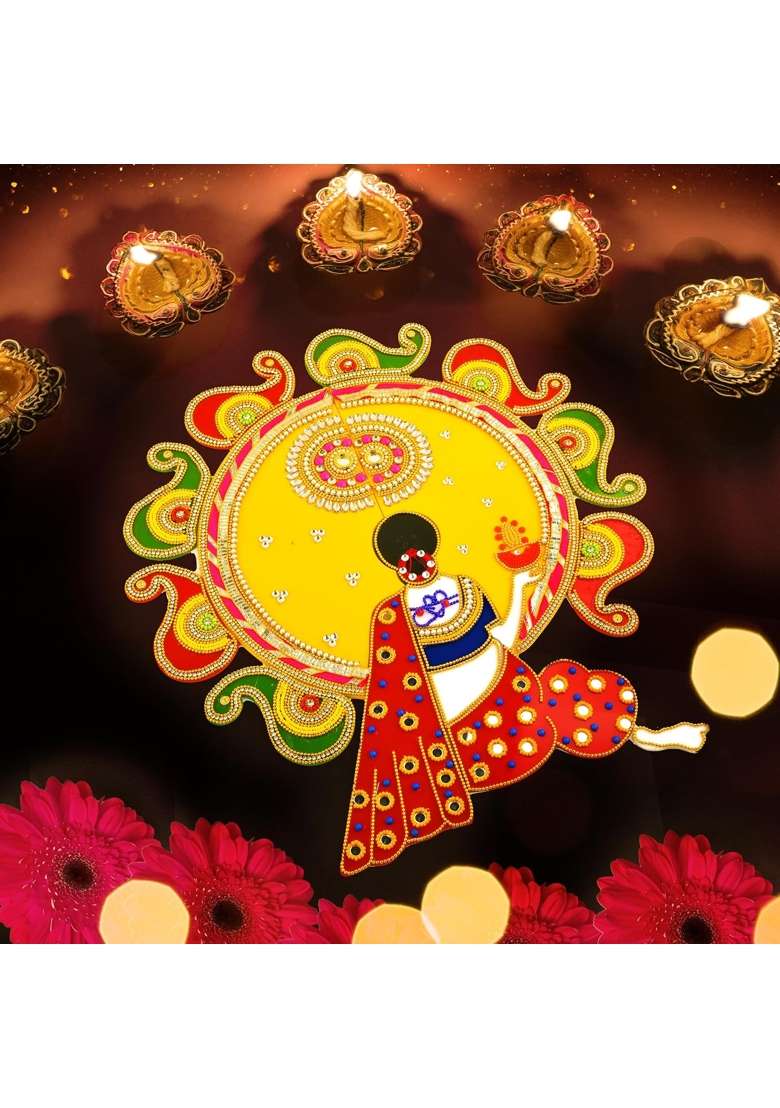 Tarini Gallery Floor Rangoli Acrylic Handcrafted Indian Traditional Home Decor for Festival Wedding Party Wall - Indya