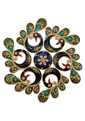 Multicolour 8x8 Inches Peacock Rangoli Set for Decoration Beautiful Peacock Metal D Cor Piece with Tea Light