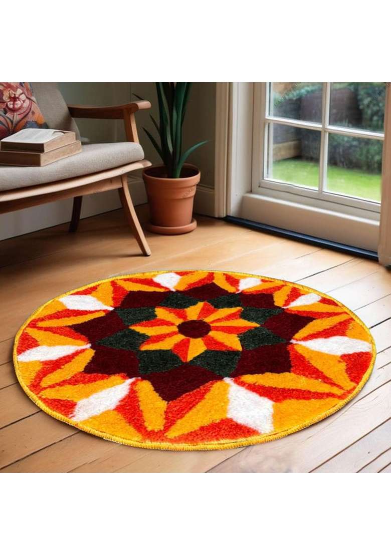 Stromx Super Soft Microfiber Traditional Modern Rangoli Door Mat for Home Living Room - Indya