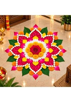 MY Seller Club Pink Petal Floral Rangoli Floor Sticker