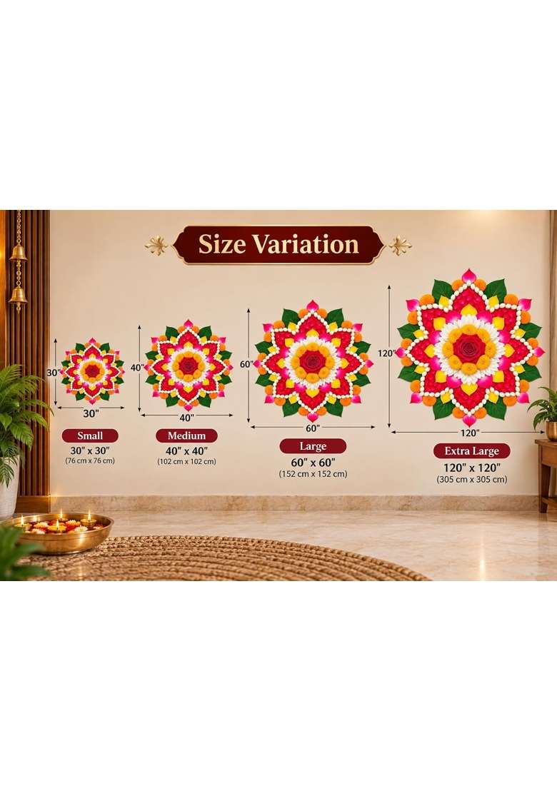 MY Seller Club Pink Petal Floral Rangoli Floor Sticker - Indya