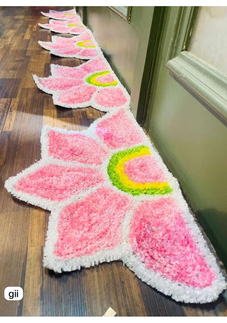 Gurukrupa Shoppy Pink Rangoli Floor Decoration Mat Haldi and Mehndi Ceremony Pooja and Festivals - Indya