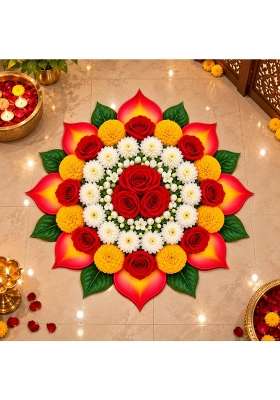 MY Seller Club Rose Flower Mandala Rangoli Floor Sticker