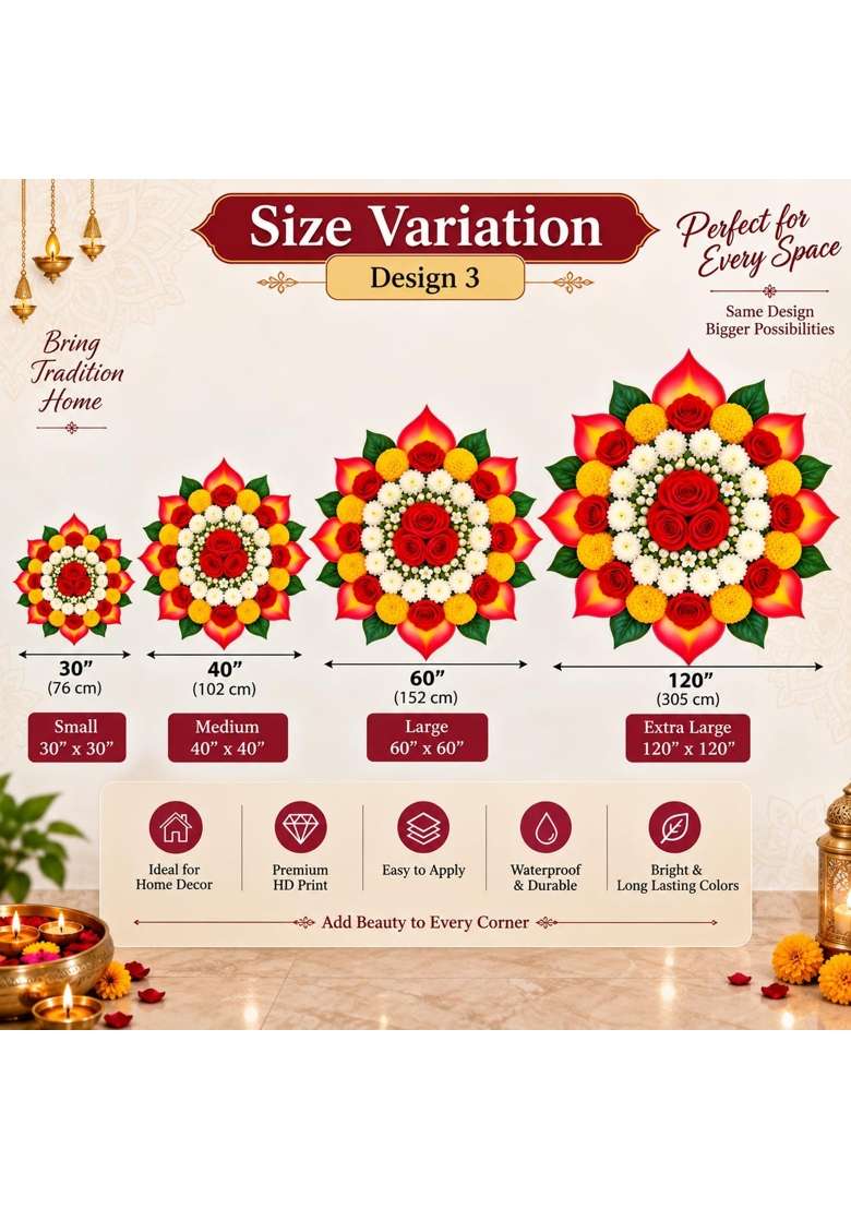 MY Seller Club Rose Flower Mandala Rangoli Floor Sticker - Indya